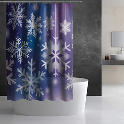 Шторка для душа Снежинки на фиолетово-синем фоне, цвет: 3D-принт — фото 2