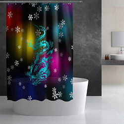 Шторка для душа Праздничный дракон и снежинки, цвет: 3D-принт — фото 2