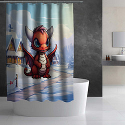 Шторка для душа Милый дракон 2024 года, цвет: 3D-принт — фото 2