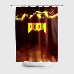 Шторка для душа Doom storm огненное лого, цвет: 3D-принт