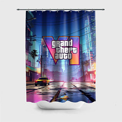 Шторка для душа GTA 6 неоновый город, цвет: 3D-принт