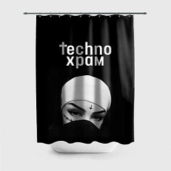 Шторка для душа Techno храм монашка в маске, цвет: 3D-принт