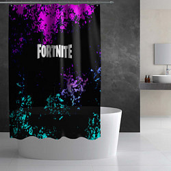 Шторка для душа Fortnite капли неоновых красок, цвет: 3D-принт — фото 2