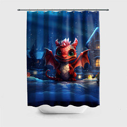 Шторка для ванной Красный маленький дракон