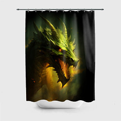 Шторка для ванной Злой зеленый дракон 2024