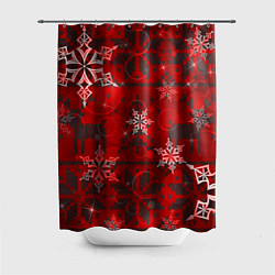 Шторка для ванной Рождественские узоры снежинки