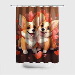 Шторка для душа Любовь корги, цвет: 3D-принт
