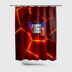 Шторка для ванной GTA 6 лого на фоне разлома красных плит