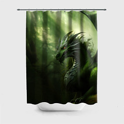 Шторка для ванной Зеленый лесной дракон символ 2024 года