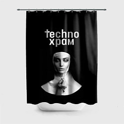 Шторка для ванной Techno храм монашка держит четки с крестиком