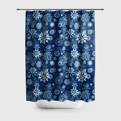 Шторка для ванной Snowflakes on a blue background