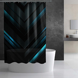 Шторка для душа Синее неоновое свечение геометрическая темная абст, цвет: 3D-принт — фото 2