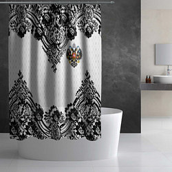 Шторка для душа Имперский узор Россия герб патриотизм, цвет: 3D-принт — фото 2