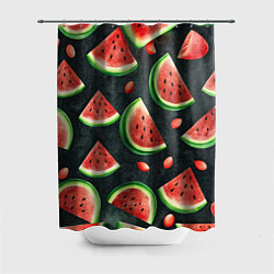 Шторка для ванной Паттерн красные дольки арбуза