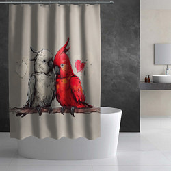 Шторка для душа Влюбленные попугаи 14 февраля, цвет: 3D-принт — фото 2