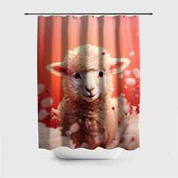 Шторка для душа Милая влюбленная овечка, цвет: 3D-принт