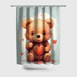 Шторка для ванной Медвежонок с сердечком 14 февраля