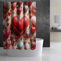 Шторка для душа Сердце - шары, цвет: 3D-принт — фото 2