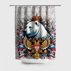 Шторка для душа Белый медведь с короной, цвет: 3D-принт