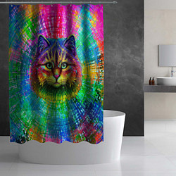 Шторка для душа Цветной кот, цвет: 3D-принт — фото 2