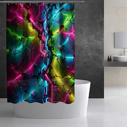 Шторка для душа Трещина - неон, цвет: 3D-принт — фото 2