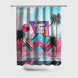 Шторка для ванной Gta 6 логотип в стиле vice city