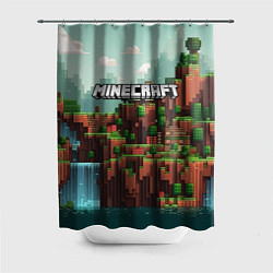 Шторка для душа Minecraft logo квадратный мир, цвет: 3D-принт