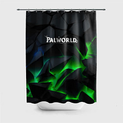Шторка для ванной Palworld объемные зеленые камни