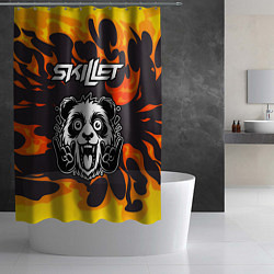 Шторка для душа Skillet рок панда и огонь, цвет: 3D-принт — фото 2