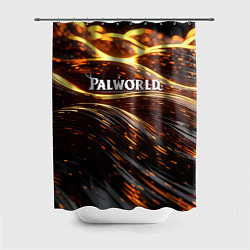 Шторка для ванной Palworld логотип золотистый и черный фон