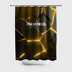 Шторка для ванной Palworld логотип разлом желтых плит