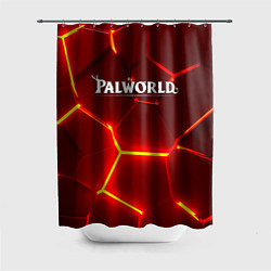 Шторка для ванной Palworld логотип разлом красных плит