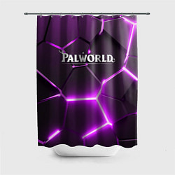 Шторка для ванной Palworld логотип разлом фиолетовых плит