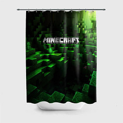 Шторка для ванной Minecraft logo зеленые кубики