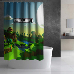 Шторка для душа Minecraft logo зеленый летний мир, цвет: 3D-принт — фото 2
