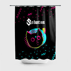 Шторка для душа Sabaton - rock star cat, цвет: 3D-принт