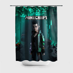 Шторка для ванной Minecraft cyberpunk green neon