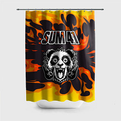 Шторка для душа Sum41 рок панда и огонь, цвет: 3D-принт