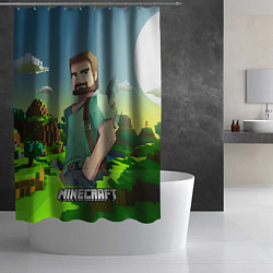 Шторка для душа Minecraft персонаж зеленый мир, цвет: 3D-принт — фото 2