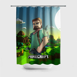 Шторка для ванной Minecraft персонаж зеленый мир