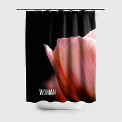 Шторка для душа Тюльпан на чёрном - woman, цвет: 3D-принт
