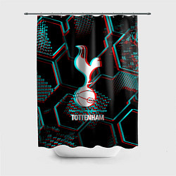 Шторка для душа Tottenham FC в стиле glitch на темном фоне, цвет: 3D-принт