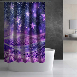 Шторка для душа Абстрактные звезды в фиолетовых искрах, цвет: 3D-принт — фото 2