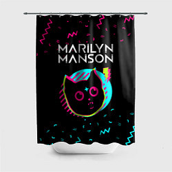 Шторка для душа Marilyn Manson - rock star cat, цвет: 3D-принт
