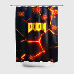 Шторка для душа Doom плиты лого в огне, цвет: 3D-принт