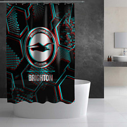 Шторка для душа Brighton FC в стиле glitch на темном фоне, цвет: 3D-принт — фото 2