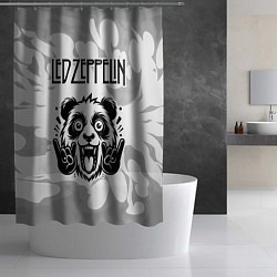 Шторка для душа Led Zeppelin рок панда на светлом фоне, цвет: 3D-принт — фото 2
