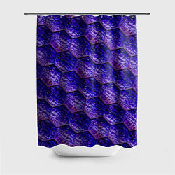 Шторка для душа Сине-фиолетовая стеклянная мозаика, цвет: 3D-принт