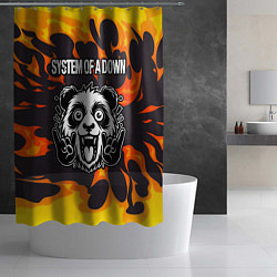 Шторка для душа System of a Down рок панда и огонь, цвет: 3D-принт — фото 2