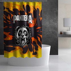 Шторка для душа Pantera рок панда и огонь, цвет: 3D-принт — фото 2